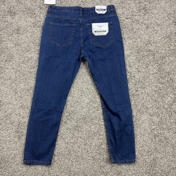 Denim Gold Premium Stretch Blue Ripped Holes Jeans Men 36x28 - Picture 6 of 8